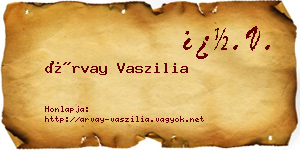 Árvay Vaszilia névjegykártya